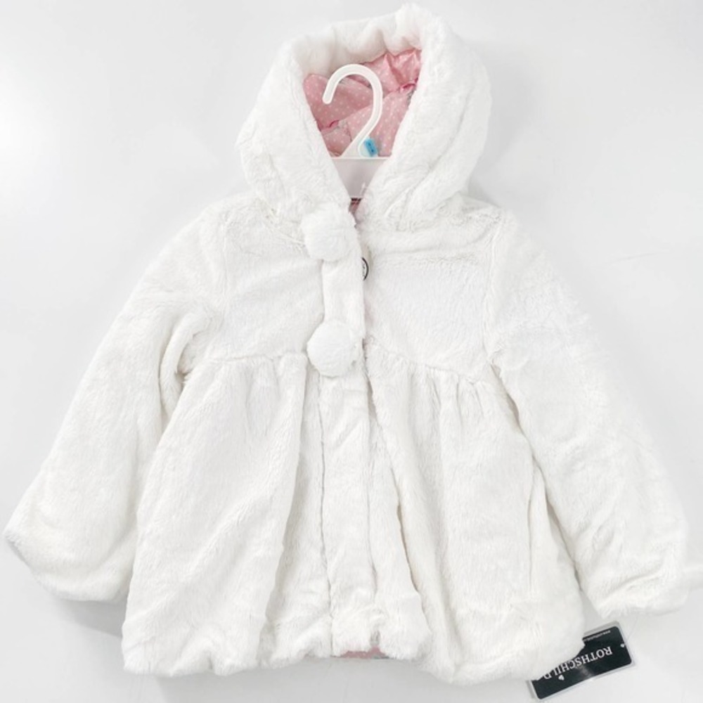 S Rothschild & Co Little Girls Hooded Teddy Plush Faux-Fur Jacket - Vani…